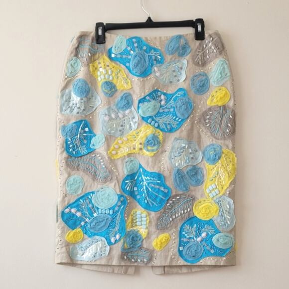 Lafayette 148 New York Dresses & Skirts - Lafayette 148 Beaded Applique Linen Pencil Skirt size 8